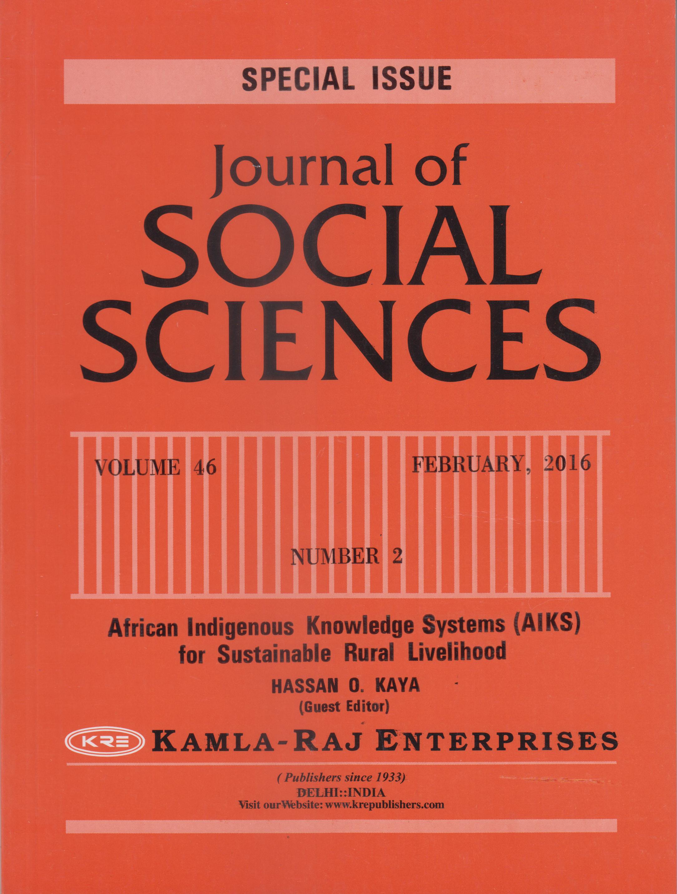 SPECIAL VOLUME - SOCIAL SCIENCES
